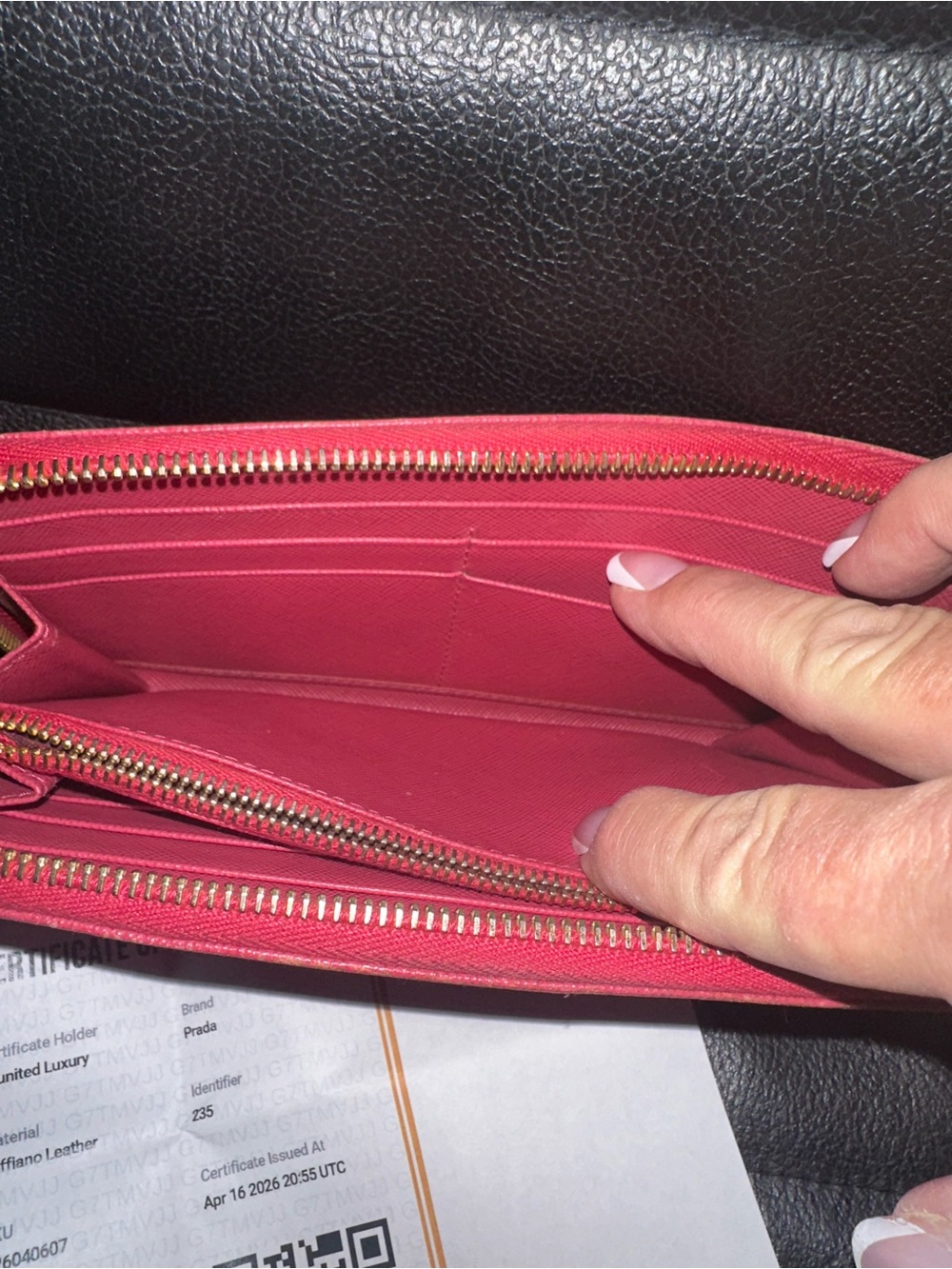 Prada Saffiano Zip-Around Wallet in Pink with Gold Hardware - Picture 5 of 10